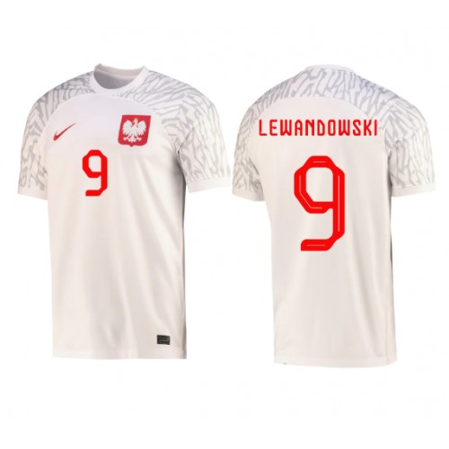 Poland Robert Lewandowski #9 Replica Home Stadium Shirt World Cup 2022 Short Sleeve